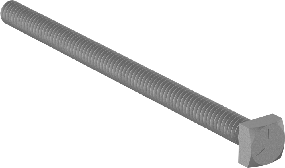 Orta Mukavemetli SAE Sınıf 5 Çelik Kare Başlı Vida, 1/4"-20 Diş Boyutu, 4" Uzunluk