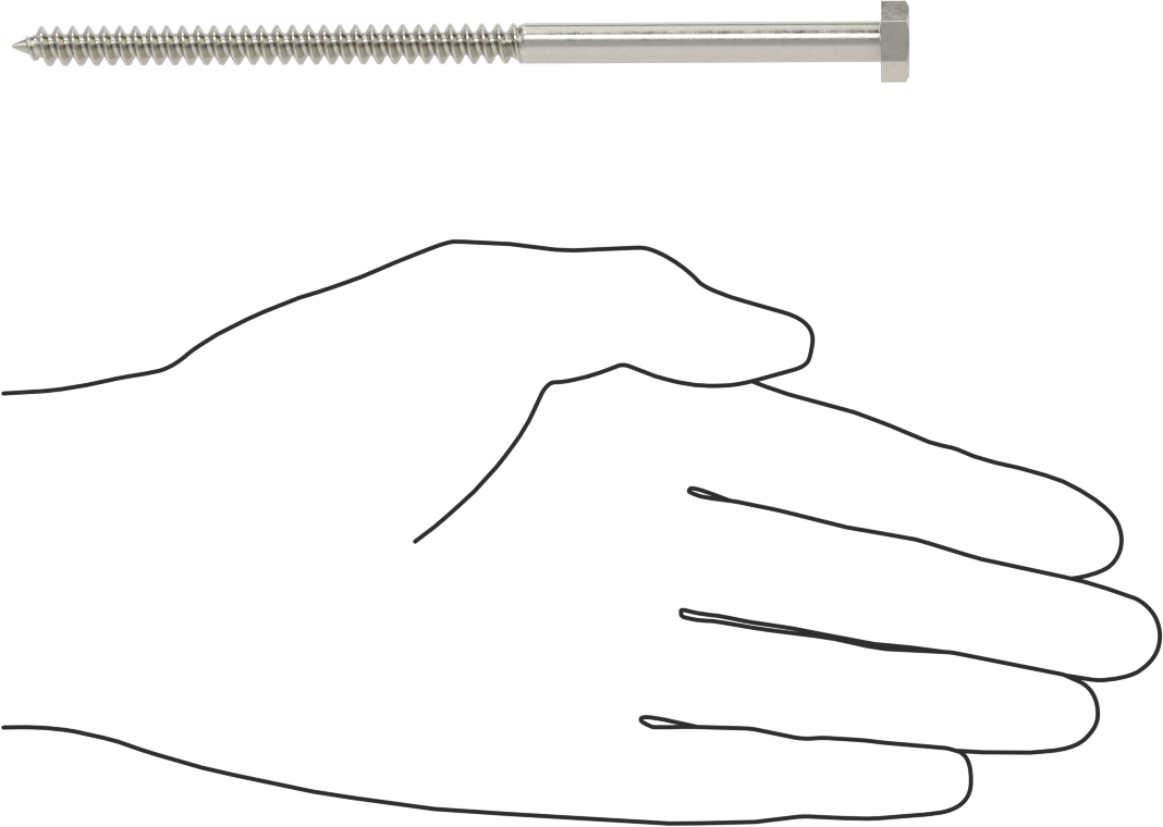 18-8 Paslanmaz Çelik Altıgen Başlı Ahşap Vida, 1/4" Vida Boyutu, 5-1/2" Uzunluk