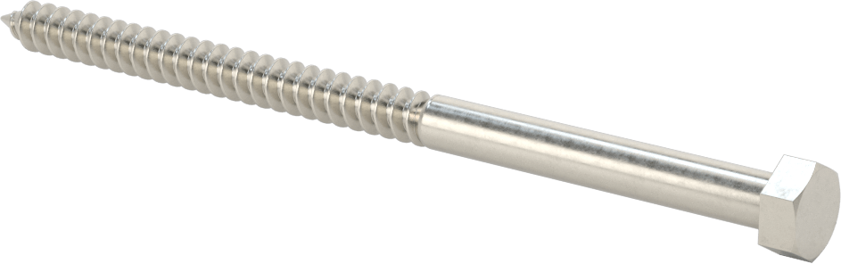 18-8 Paslanmaz Çelik Altıgen Başlı Ahşap Vida, 5/16" Vida Boyutu, 5-1/2" Uzunluk