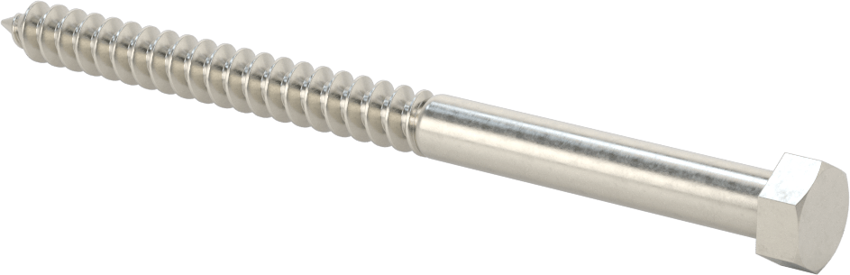 18-8 Paslanmaz Çelik Altıgen Başlı Ahşap Vida, 3/8" Vida Boyutu, 5-1/2" Uzunluk
