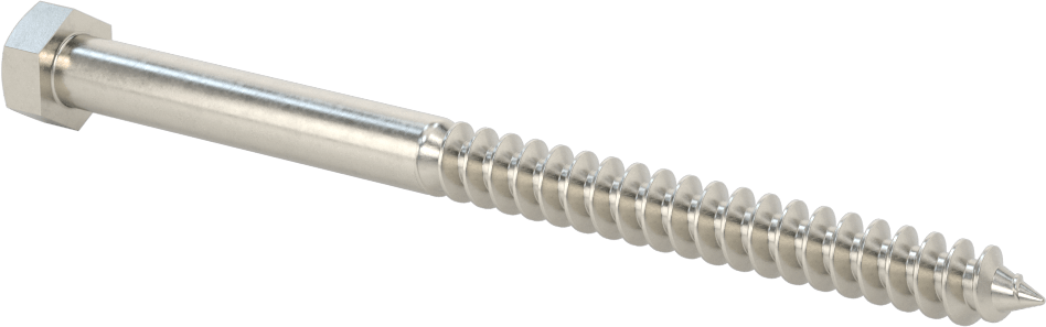 18-8 Paslanmaz Çelik Altıgen Başlı Ahşap Vida, 3/8" Vida Boyutu, 5-1/2" Uzunluk