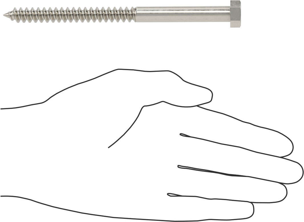 18-8 Paslanmaz Çelik Altıgen Başlı Ahşap Vida, 3/8" Vida Boyutu, 5-1/2" Uzunluk