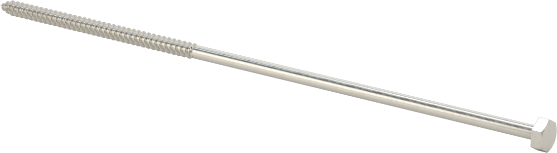 18-8 Paslanmaz Çelik Altıgen Başlı Ahşap Vida, 1/4" Vida Boyutu, 10" Uzunluk