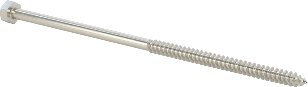 18-8 Paslanmaz Çelik Altıgen Başlı Ahşap Vida, 5/16" Vida Boyutu, 8" Uzunluk