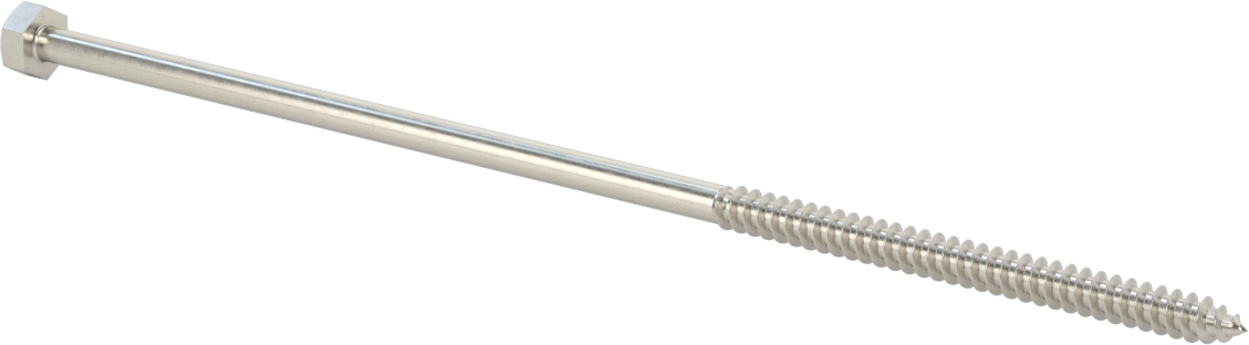 18-8 Paslanmaz Çelik Altıgen Başlı Ahşap Vida, 5/16" Vida Boyutu, 10" Uzunluk