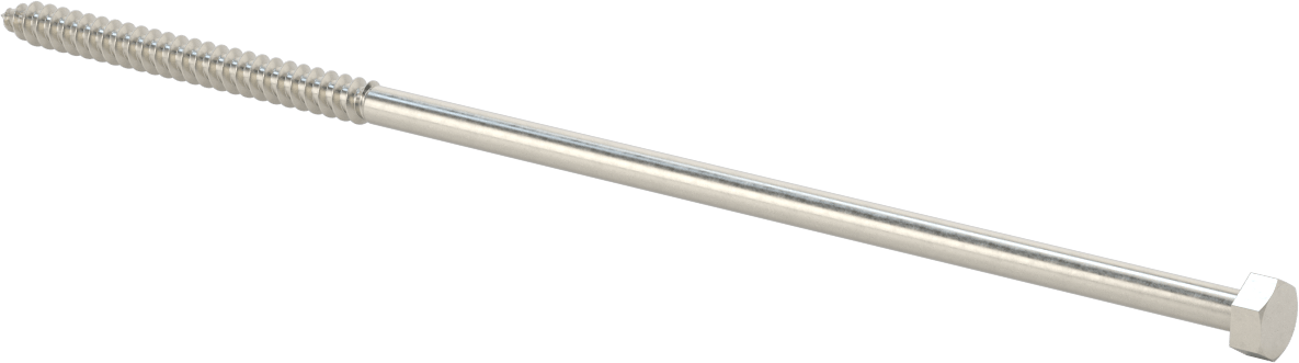 18-8 Paslanmaz Çelik Altıgen Başlı Ahşap Vida, 3/8" Vida Boyutu, 12" Uzunluk