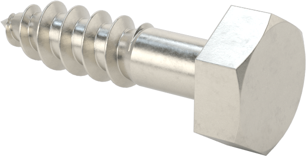 18-8 Paslanmaz Çelik Altıgen Başlı Ahşap Vida, 1/4" Vida Boyutu, 1" Uzunluk