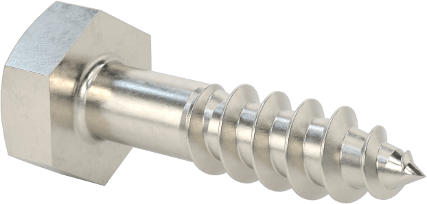 18-8 Paslanmaz Çelik Altıgen Başlı Ahşap Vida, 1/4" Vida Boyutu, 1" Uzunluk