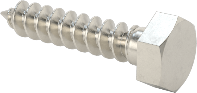 18-8 Paslanmaz Çelik Altıgen Başlı Ahşap Vida, 1/4" Vida Boyutu, 1-1/4" Uzunluk