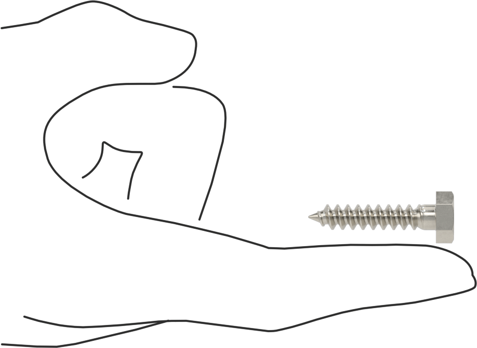 18-8 Paslanmaz Çelik Altıgen Başlı Ahşap Vida, 1/4" Vida Boyutu, 1-1/4" Uzunluk
