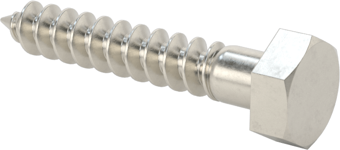 18-8 Paslanmaz Çelik Altıgen Başlı Ahşap Vida, 1/4" Vida Boyutu, 1-1/2" Uzunluk