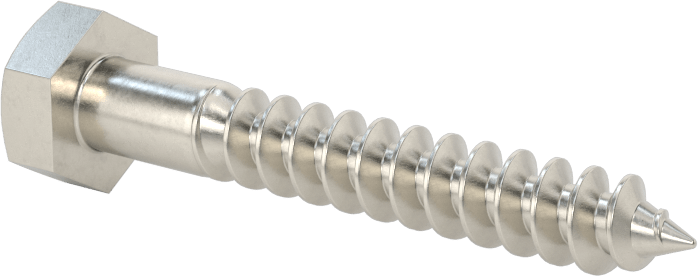 18-8 Paslanmaz Çelik Altıgen Başlı Ahşap Vida, 1/4" Vida Boyutu, 1-3/4" Uzunluk