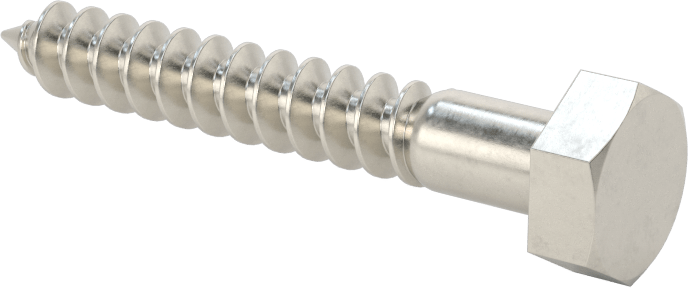 18-8 Paslanmaz Çelik Altıgen Başlı Ahşap Vida, 1/4" Vida Boyutu, 1-3/4" Uzunluk