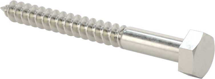 18-8 Paslanmaz Çelik Altıgen Başlı Ahşap Vida, 1/4" Vida Boyutu, 2-1/2" Uzunluk