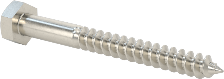 18-8 Paslanmaz Çelik Altıgen Başlı Ahşap Vida, 1/4" Vida Boyutu, 2-1/2" Uzunluk
