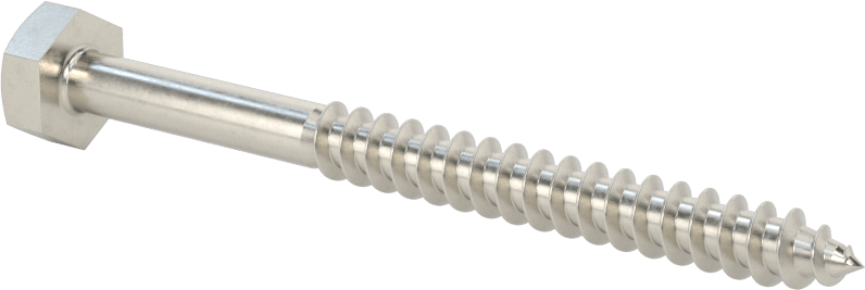 18-8 Paslanmaz Çelik Altıgen Başlı Ahşap Vida, 1/4" Vida Boyutu, 3" Uzunluk