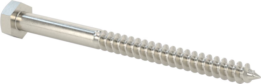 18-8 Paslanmaz Çelik Altıgen Başlı Ahşap Vida, 1/4" Vida Boyutu, 3-1/2" Uzunluk