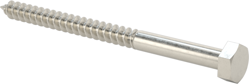 18-8 Paslanmaz Çelik Altıgen Başlı Ahşap Vida, 1/4" Vida Boyutu, 3-1/2" Uzunluk