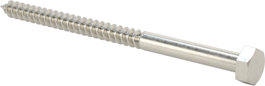 18-8 Paslanmaz Çelik Altıgen Başlı Ahşap Vida, 1/4" Vida Boyutu, 4" Uzunluk