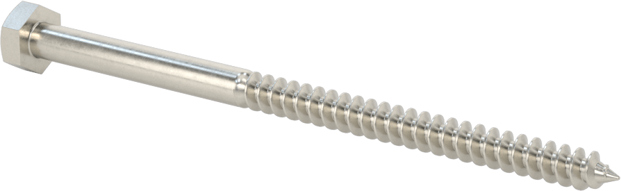 18-8 Paslanmaz Çelik Altıgen Başlı Ahşap Vida, 1/4" Vida Boyutu, 4-1/2" Uzunluk