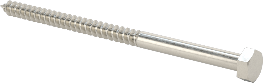 18-8 Paslanmaz Çelik Altıgen Başlı Ahşap Vida, 1/4" Vida Boyutu, 4-1/2" Uzunluk