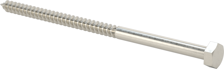 18-8 Paslanmaz Çelik Altıgen Başlı Ahşap Vida, 1/4" Vida Boyutu, 5 inç Uzunluk