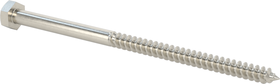 18-8 Paslanmaz Çelik Altıgen Başlı Ahşap Vida, 1/4" Vida Boyutu, 5 inç Uzunluk