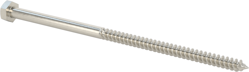18-8 Paslanmaz Çelik Altıgen Başlı Ahşap Vida, 1/4" Vida Boyutu, 6 inç Uzunluk
