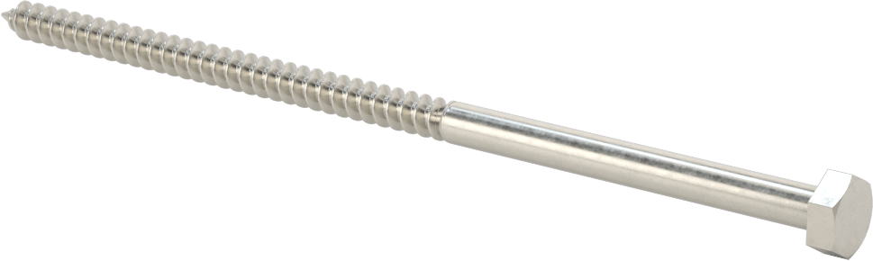 18-8 Paslanmaz Çelik Altıgen Başlı Ahşap Vida, 1/4" Vida Boyutu, 6 inç Uzunluk