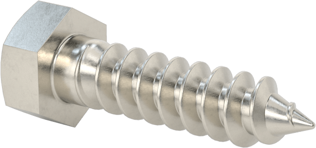 18-8 Paslanmaz Çelik Altıgen Başlı Ahşap Vida, 5/16" Vida Boyutu, 1-1/4" Uzunluk