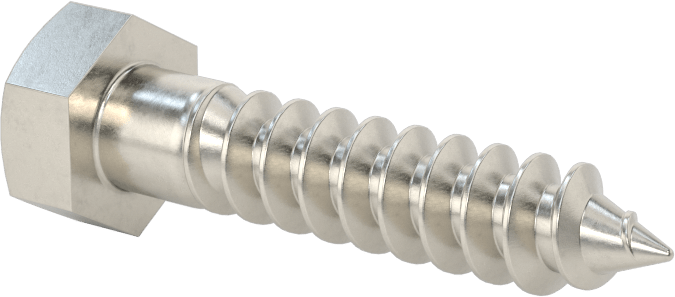 18-8 Paslanmaz Çelik Altıgen Başlı Ahşap Vida, 5/16" Vida Boyutu, 1-1/2" Uzunluk