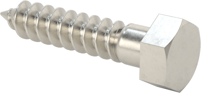 18-8 Paslanmaz Çelik Altıgen Başlı Ahşap Vida, 5/16" Vida Boyutu, 1-1/2" Uzunluk