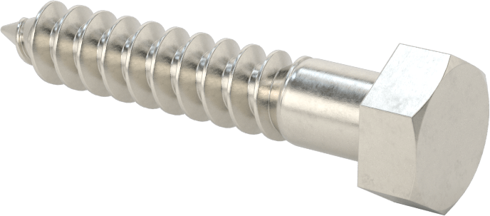 18-8 Paslanmaz Çelik Altıgen Başlı Ahşap Vida, 5/16" Vida Boyutu, 1-3/4" Uzunluk