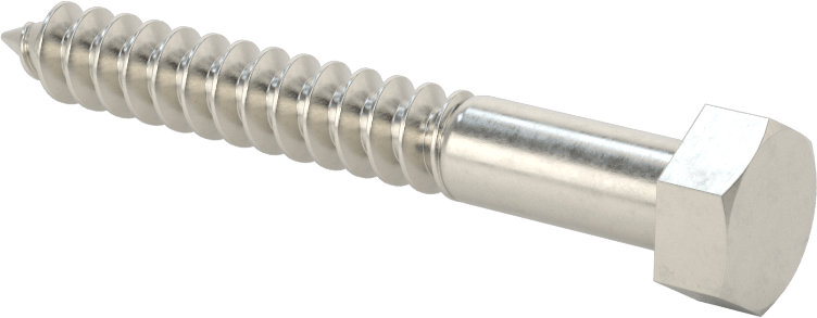 18-8 Paslanmaz Çelik Altıgen Başlı Ahşap Vida, 5/16" Vida Boyutu, 2-1/2" Uzunluk