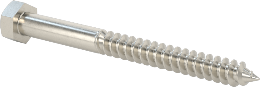 18-8 Paslanmaz Çelik Altıgen Başlı Ahşap Vida, 5/16" Vida Boyutu, 3-1/2" Uzunluk