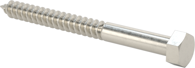 18-8 Paslanmaz Çelik Altıgen Başlı Ahşap Vida, 5/16" Vida Boyutu, 3-1/2" Uzunluk