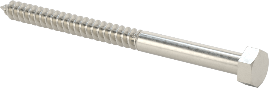 18-8 Paslanmaz Çelik Altıgen Başlı Ahşap Vida, 5/16" Vida Boyutu, 4-1/2" Uzunluk