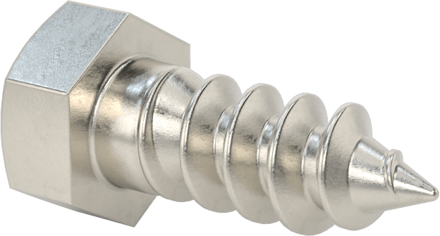 18-8 Paslanmaz Çelik Altıgen Başlı Ahşap Vida, 3/8" Vida Boyutu, 1" Uzunluk