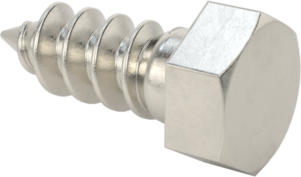 18-8 Paslanmaz Çelik Altıgen Başlı Ahşap Vida, 3/8" Vida Boyutu, 1" Uzunluk