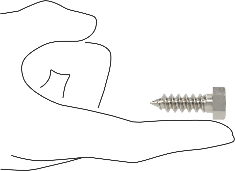 18-8 Paslanmaz Çelik Altıgen Başlı Ahşap Vida, 3/8" Vida Boyutu, 1-1/4" Uzunluk