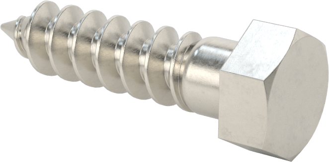18-8 Paslanmaz Çelik Altıgen Başlı Ahşap Vida, 3/8" Vida Boyutu, 1-1/2" Uzunluk
