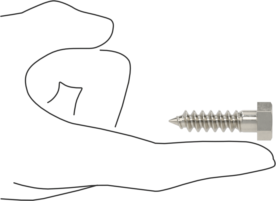 18-8 Paslanmaz Çelik Altıgen Başlı Ahşap Vida, 3/8" Vida Boyutu, 1-1/2" Uzunluk