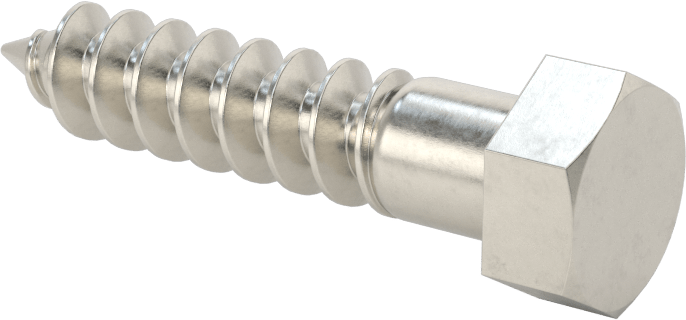 18-8 Paslanmaz Çelik Altıgen Başlı Ahşap Vida, 3/8" Vida Boyutu, 1-3/4" Uzunluk