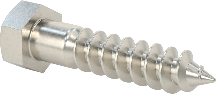 18-8 Paslanmaz Çelik Altıgen Başlı Ahşap Vida, 3/8" Vida Boyutu, 1-3/4" Uzunluk
