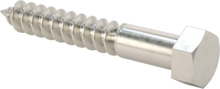 18-8 Paslanmaz Çelik Altıgen Başlı Ahşap Vida, 3/8" Vida Boyutu, 2-1/2" Uzunluk