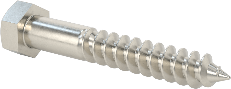 18-8 Paslanmaz Çelik Altıgen Başlı Ahşap Vida, 3/8" Vida Boyutu, 2-1/2" Uzunluk