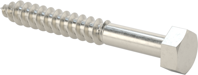 18-8 Paslanmaz Çelik Altıgen Başlı Ahşap Vida, 3/8" Vida Boyutu, 3" Uzunluk