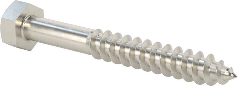 18-8 Paslanmaz Çelik Altıgen Başlı Ahşap Vida, 3/8" Vida Boyutu, 3" Uzunluk