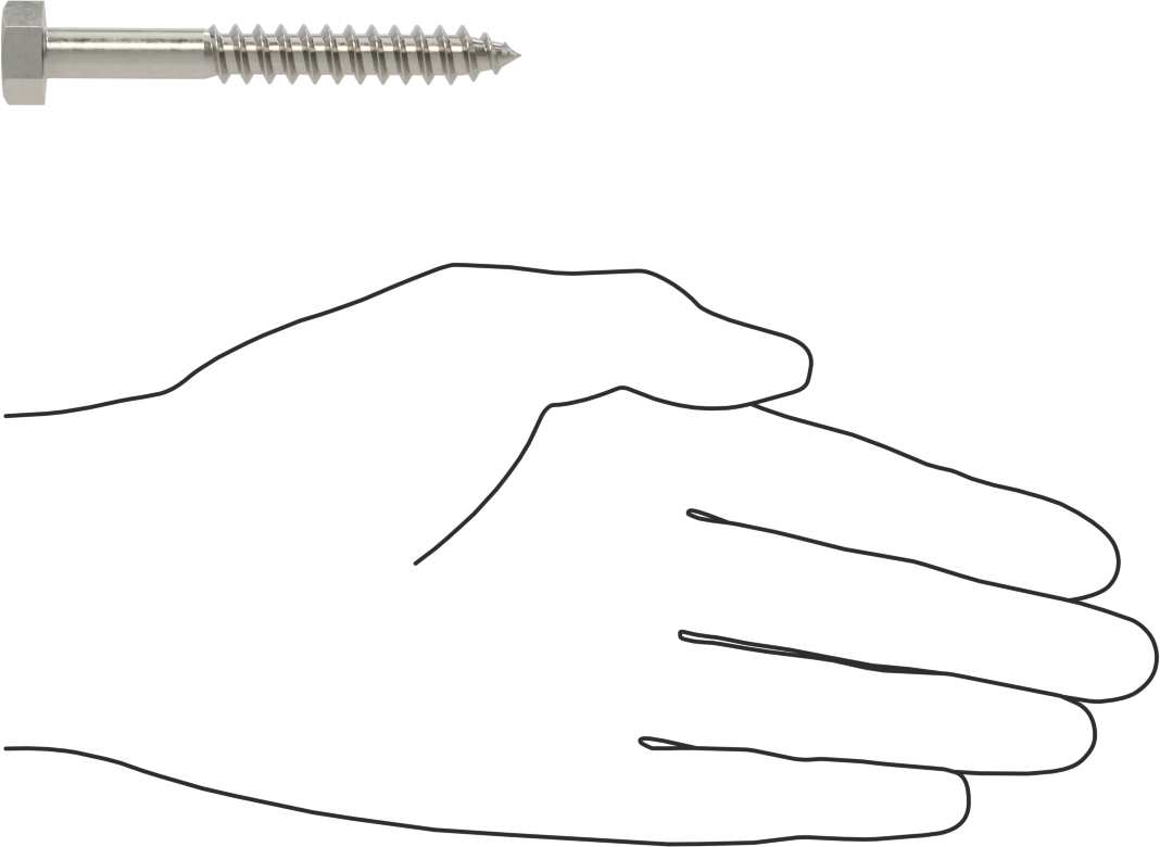 18-8 Paslanmaz Çelik Altıgen Başlı Ahşap Vida, 3/8" Vida Boyutu, 3" Uzunluk