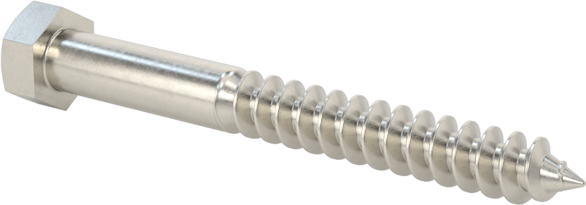 18-8 Paslanmaz Çelik Altıgen Başlı Ahşap Vida, 3/8" Vida Boyutu, 3-1/2" Uzunluk